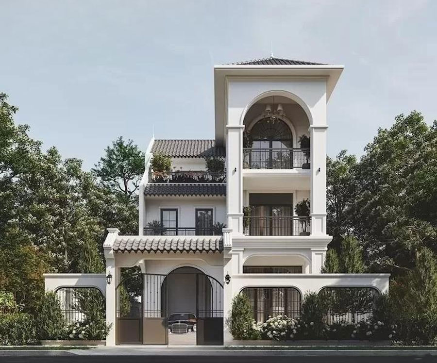 Mẫu nhà phố đẹp phong cách Indochine hoài cổ
