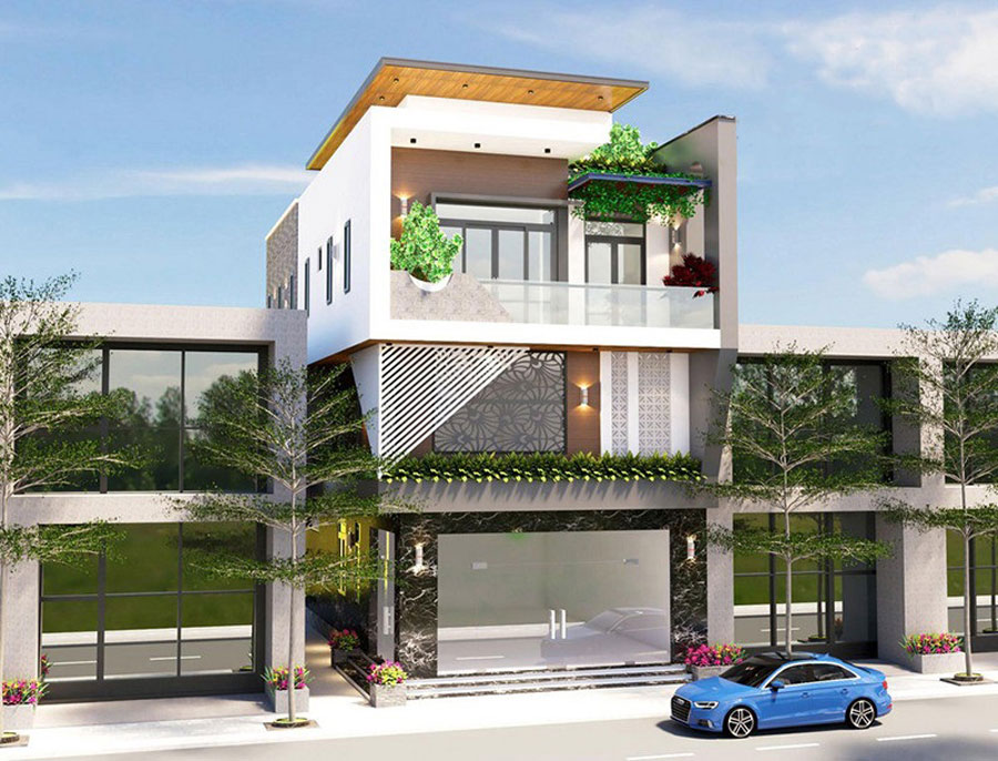Mẫu nhà phố 3 tầng 1 lửng có kết hợp mô hình kinh doanh