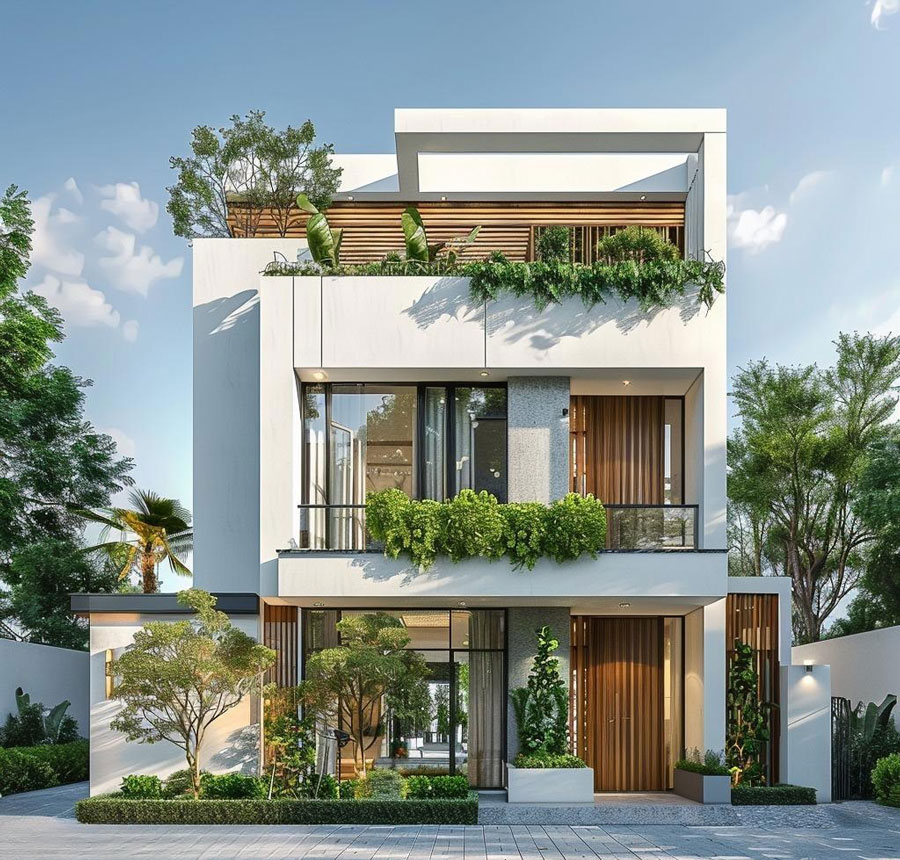 Mặt tiền nhà phố 8x15m 2 gian và 1 gác lửng