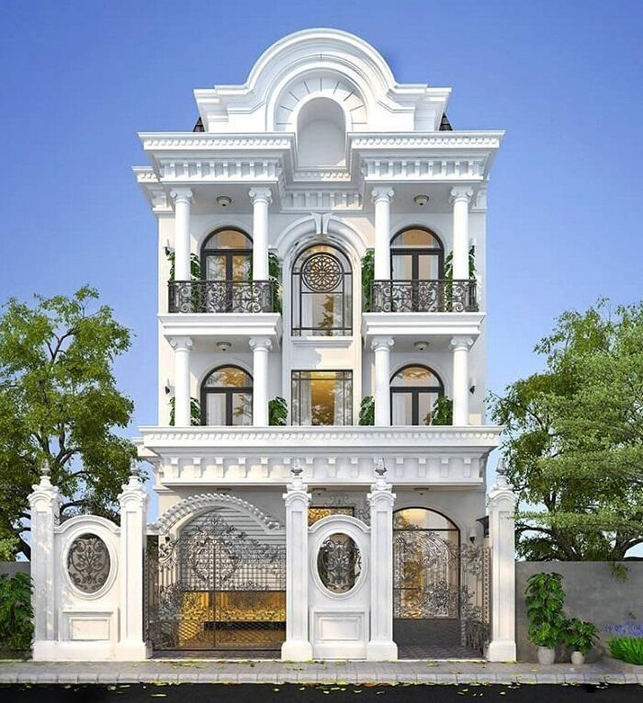 Mẫu nhà phố phong cách tân cổ điển bề thế ngang 8m
