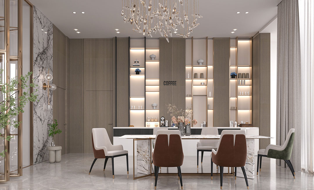 Thiết kế nhà biệt thự 10x10m (100m2) 2 tầng hiện đại 7 Nội thất phòng bếp ăn