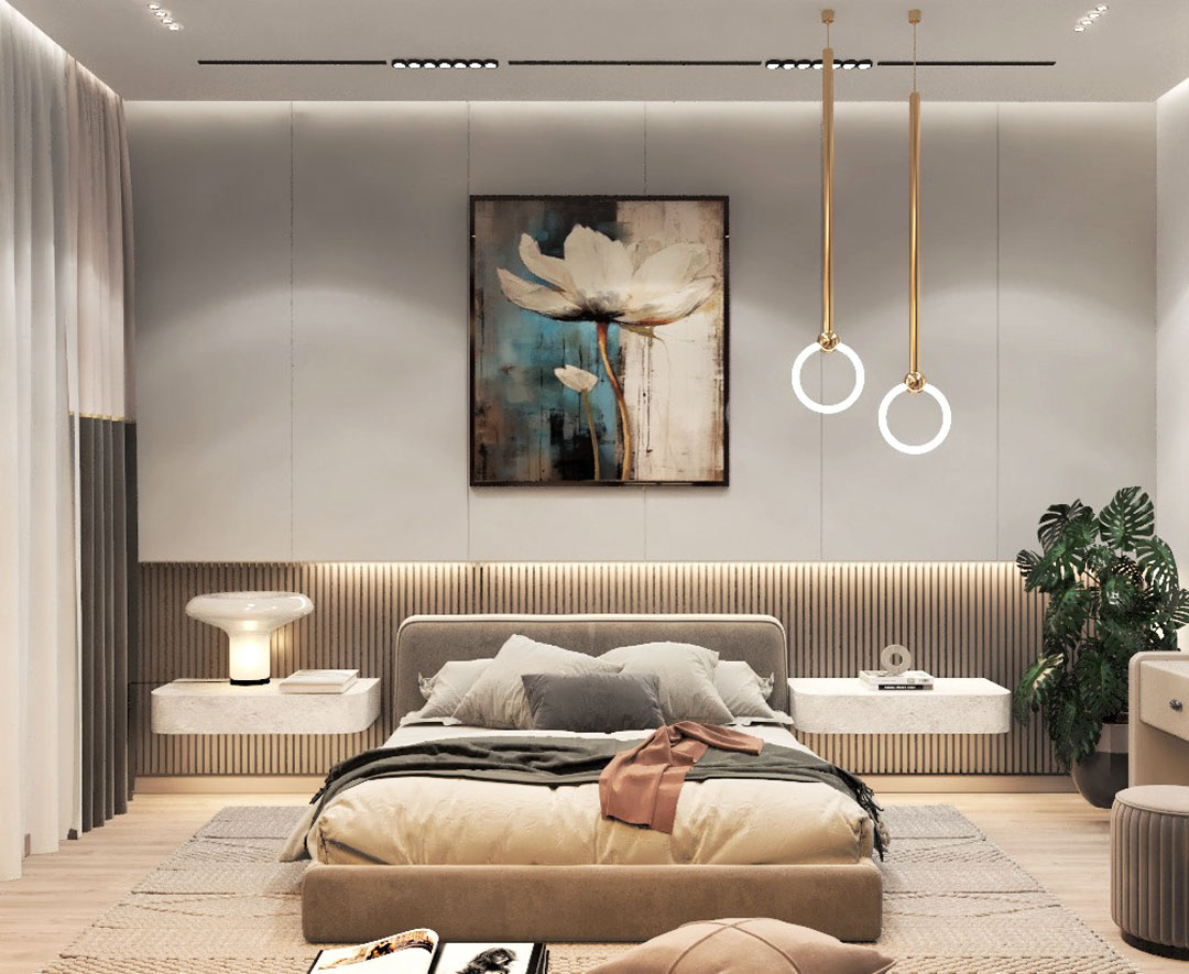 Thiết kế nhà biệt thự 10x10m (100m2) 2 tầng hiện đại 9 Nội thất phòng ngủ phụ