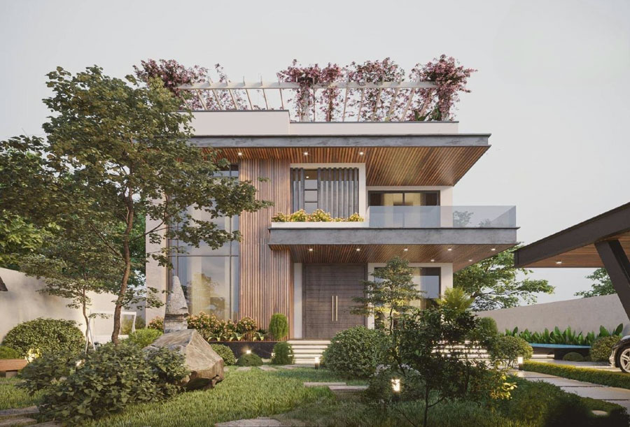 Mẫu biệt thự 2 tầng 200m2 đẹp