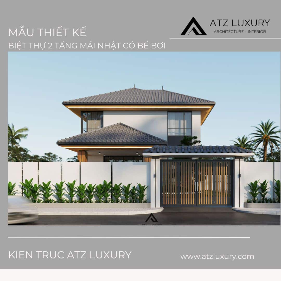 Mẫu biệt thự 2 tầng mái Nhật hiện đại