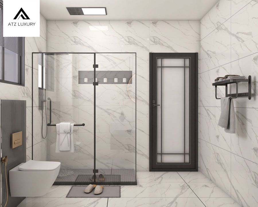 Mẫu biệt thự 2 tầng rộng 9m có 4 phòng ngủ hiện đại tiện nghi 17 Thiết kế WC hiện đại đơn giản