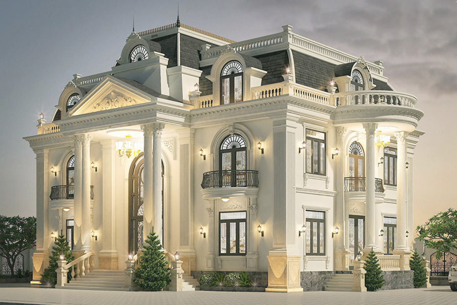 mẫu thiết kế biệt thự mái mansard