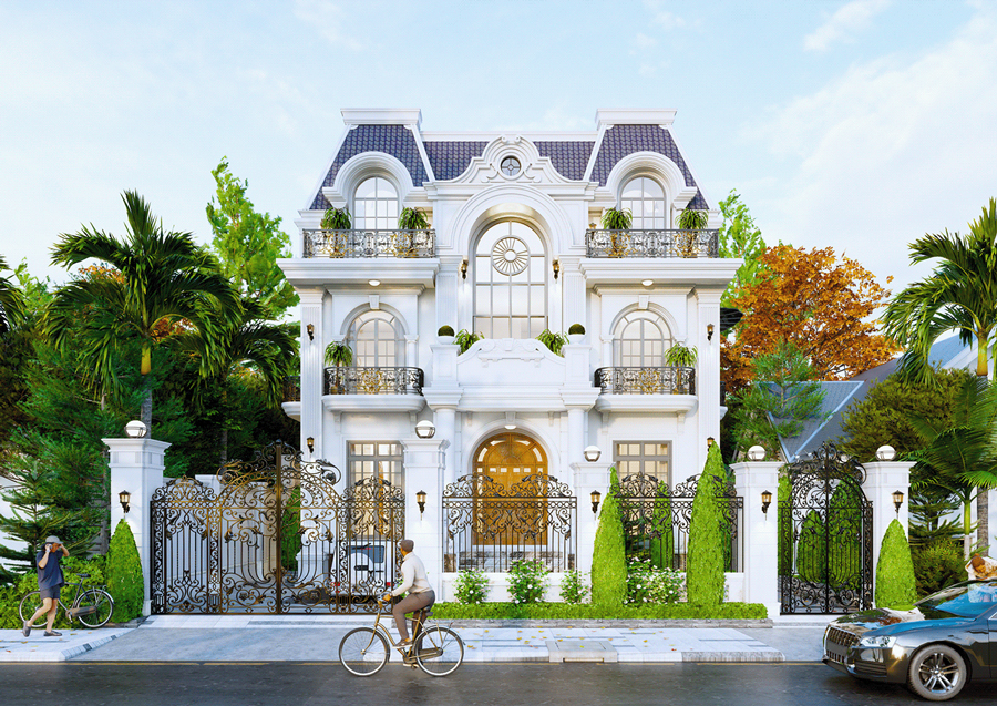 Mẫu thiết kế biệt thự mái mansard