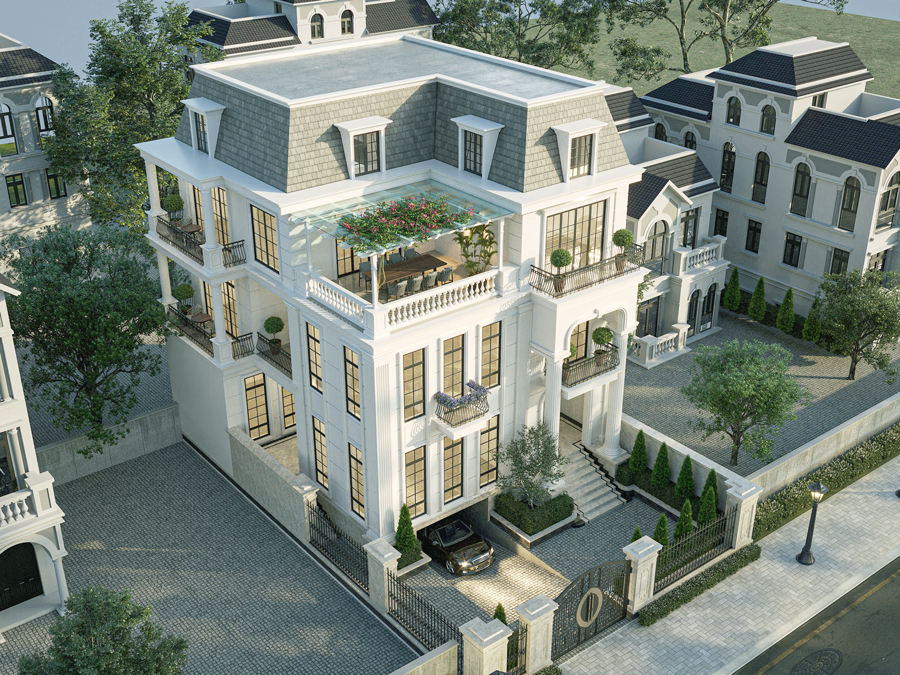 biệt thự mái mansard