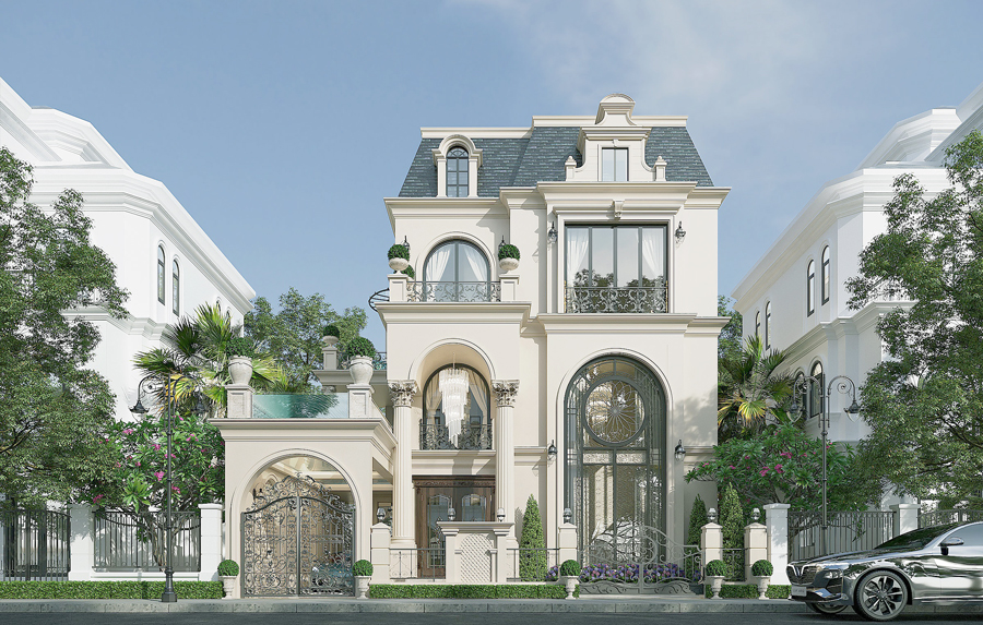 Mẫu biệt thự mái mansard