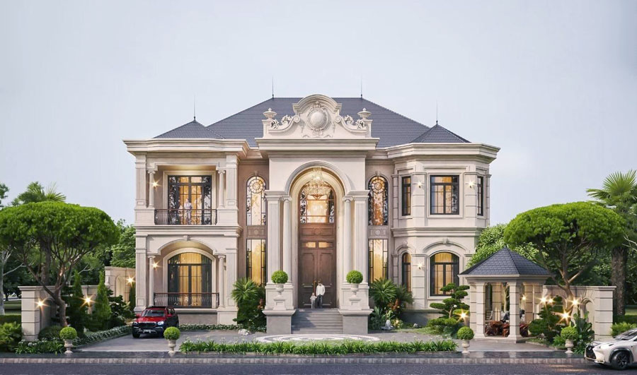 biệt thự 2 tầng tân cổ điển kiểu pháp