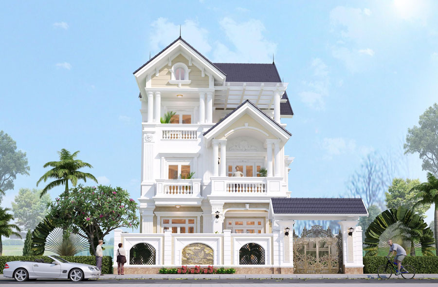 thiết kế biệt thự 3 tầng tân cổ điển