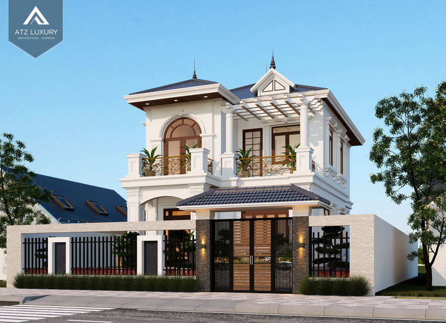 Mẫu biệt thự mini 2 tầng 100m2 kiểu mái Nhật - KTS Phạm Trung Dũng