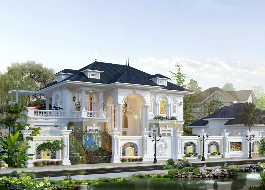 biệt thự 2 tầng mái Nhật tân cổ điển