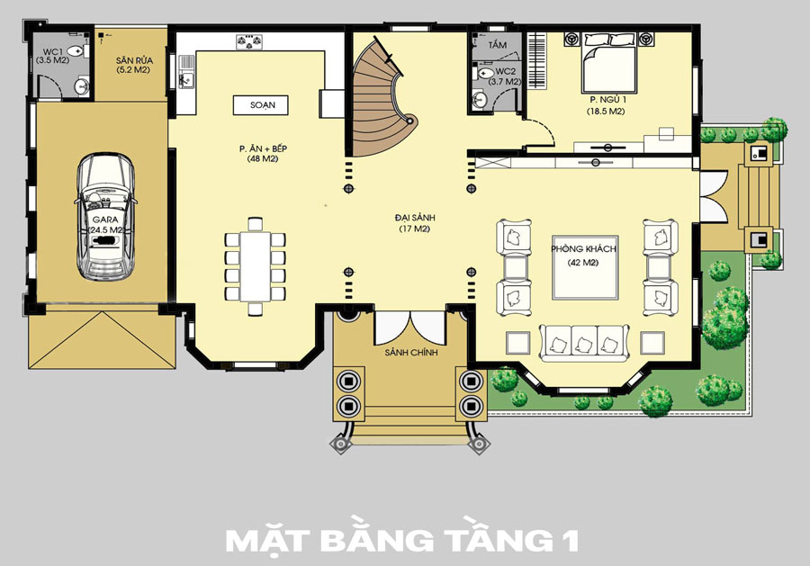 biệt thự 2 tầng mái Nhật tân cổ điển