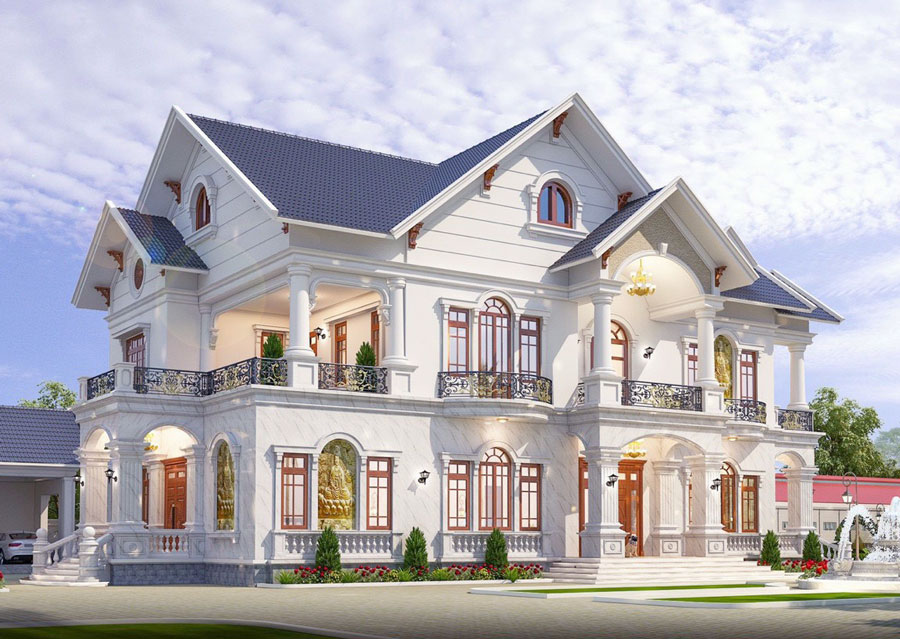 Mẫu biệt thự 2 tầng mái Thái