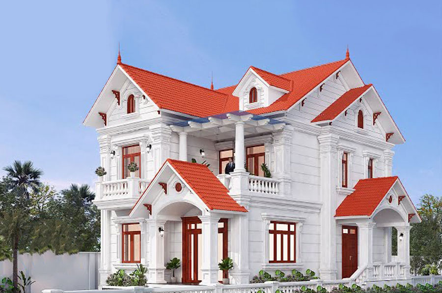 Mẫu biệt thự 2 tầng mái Thái ở nông thôn