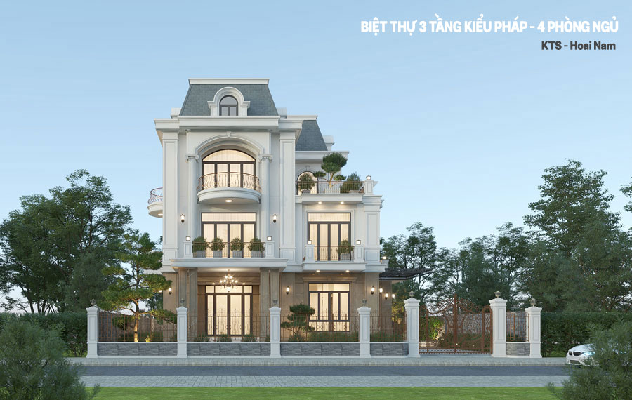 Mẫu biệt thự 3 tầng kiểu Pháp đẹp