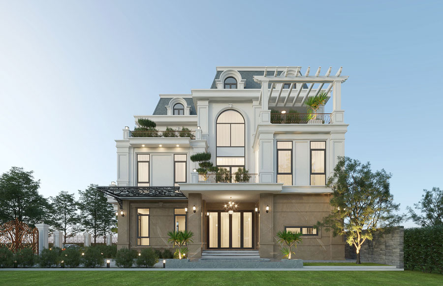 Mẫu biệt thự 3 tầng kiểu Pháp