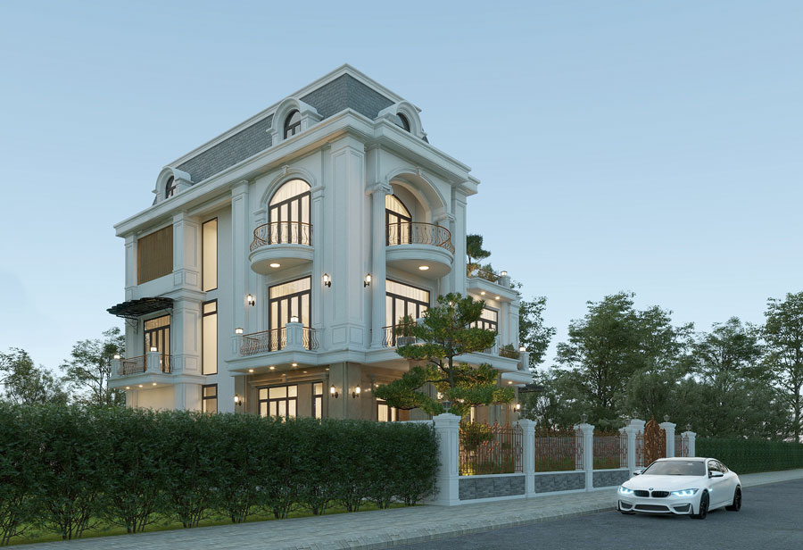 Mẫu biệt thự 3 tầng kiểu Pháp