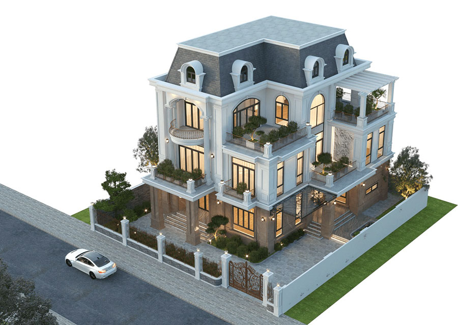 Mẫu biệt thự 3 tầng kiểu Pháp