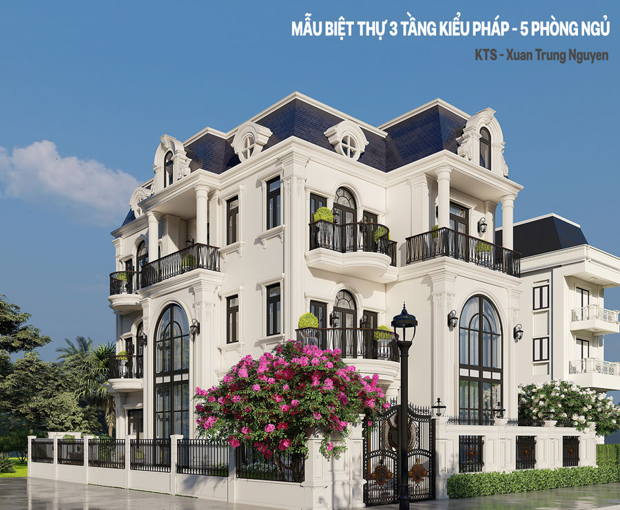 Mẫu biệt thự 3 tầng kiểu Pháp