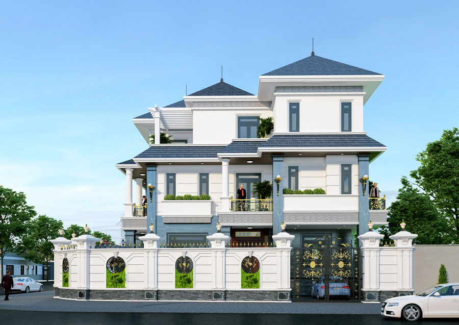 Mẫu biệt thự 3 tầng kiểu Pháp
