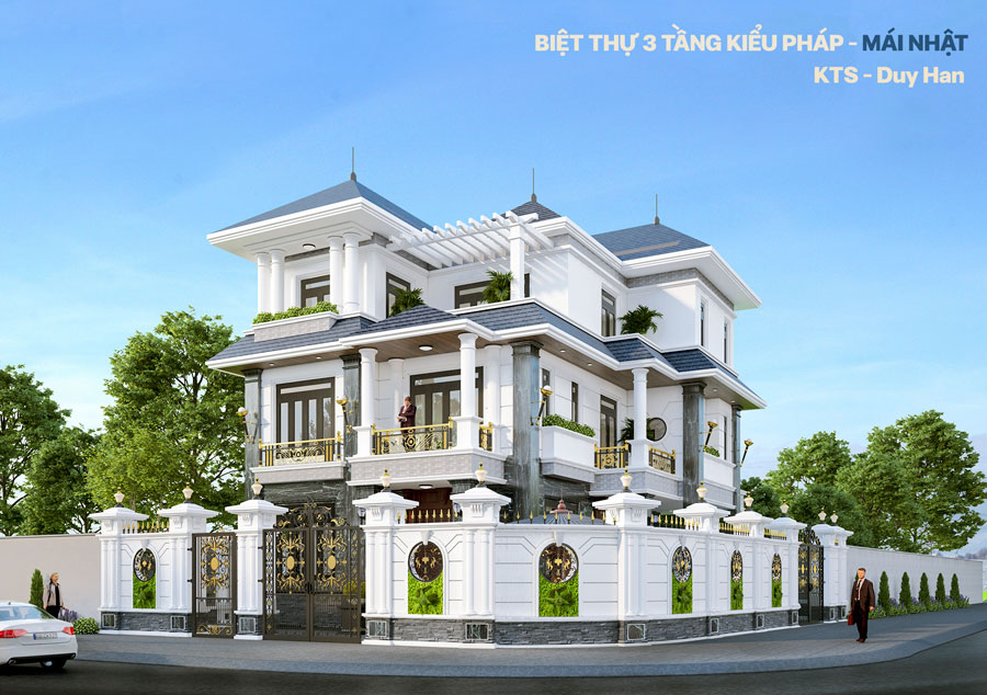 Mẫu biệt thự 3 tầng kiểu pháp