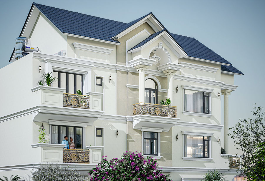Mẫu biệt thự 3 tầng kiểu Pháp
