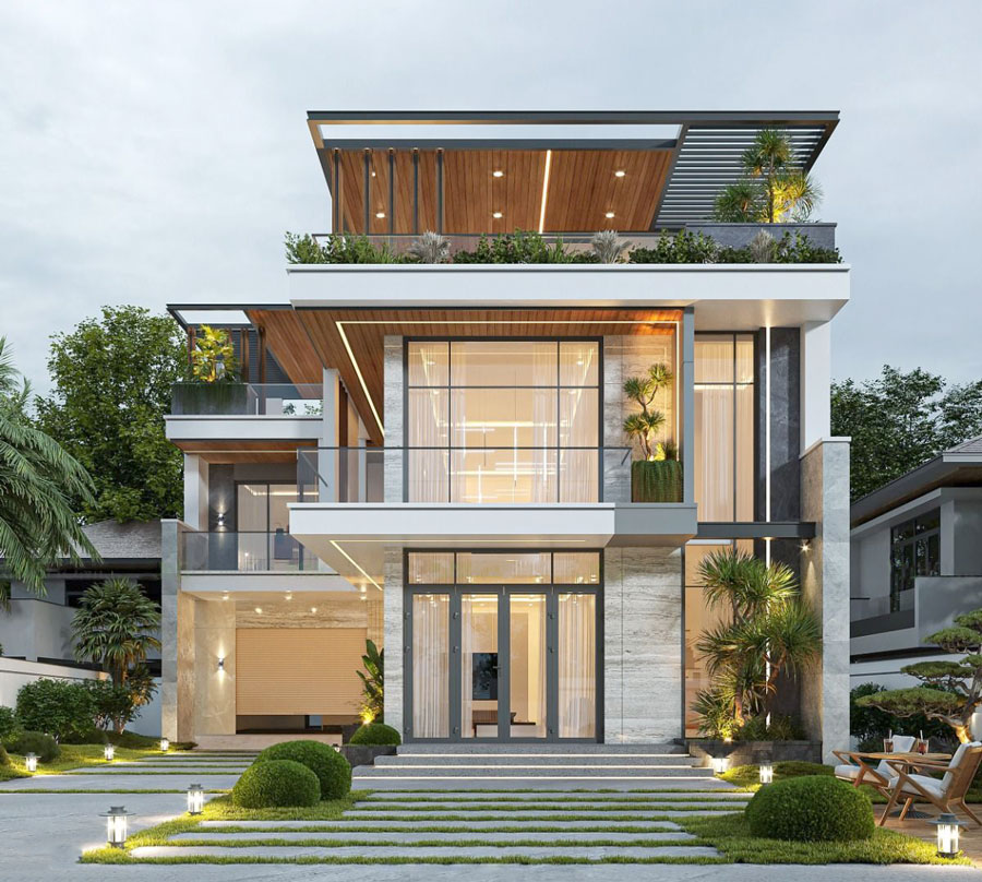 Mẫu nhà biệt thự mini 2 tầng