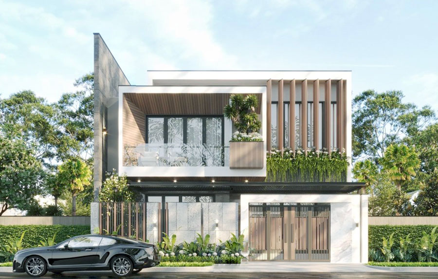 Mẫu biệt thự mini 2 tầng
