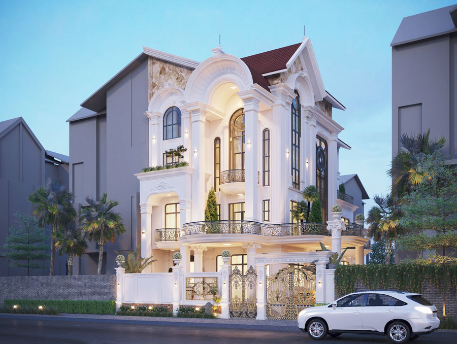 Mẫu biệt thự 3 tầng kiểu Pháp