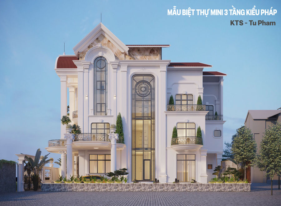 Mẫu biệt thự 3 tầng kiểu Pháp