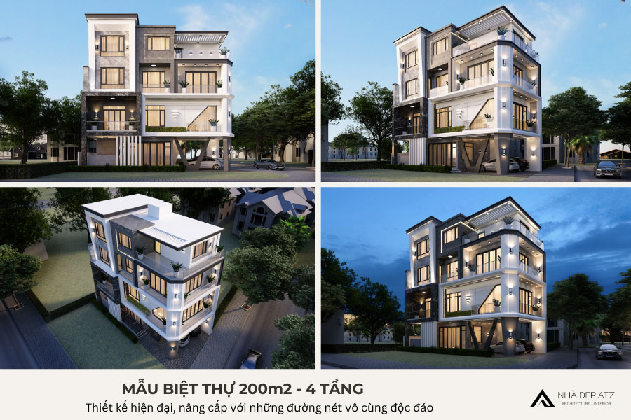 Mẫu biệt thự 200m2 đẹp
