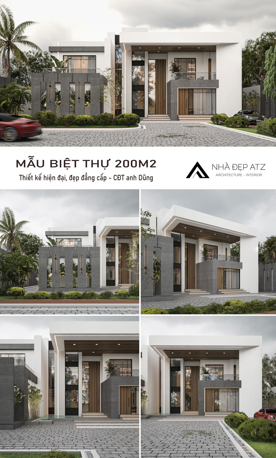Mẫu thiết kế biệt thự 200m2 đẹp