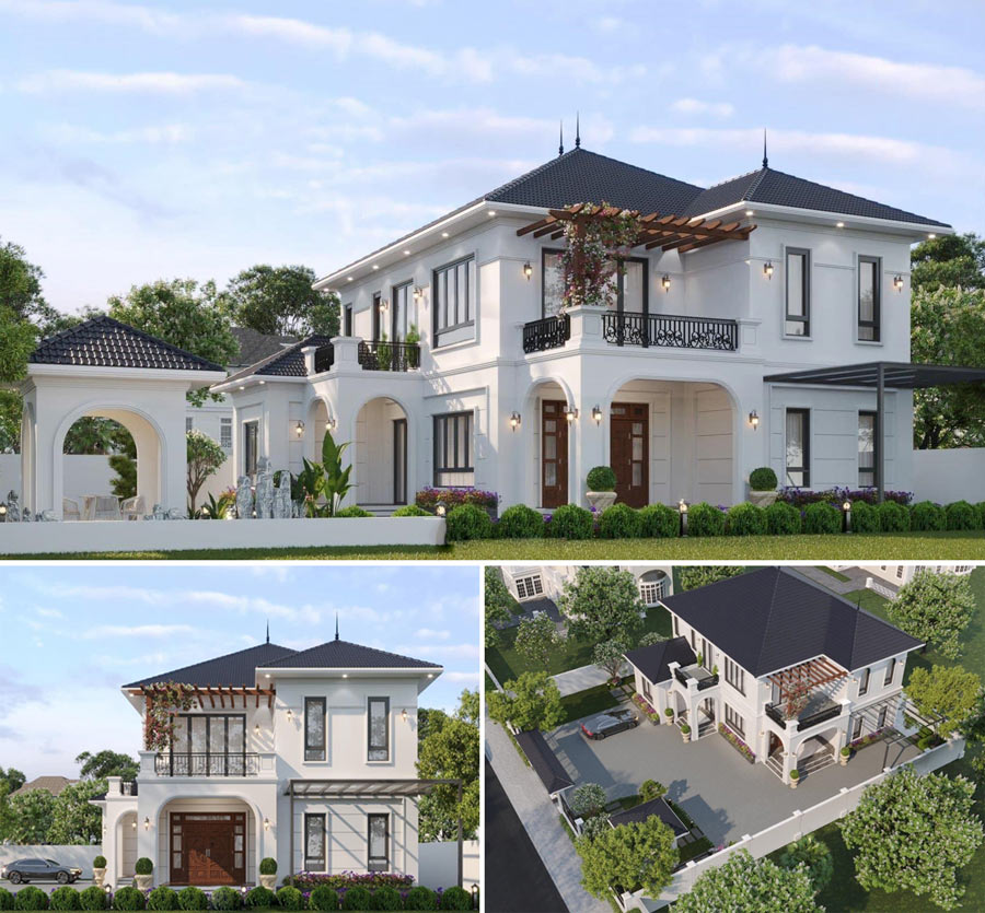biệt thự 2 tầng mái Nhật 4 phòng ngủ