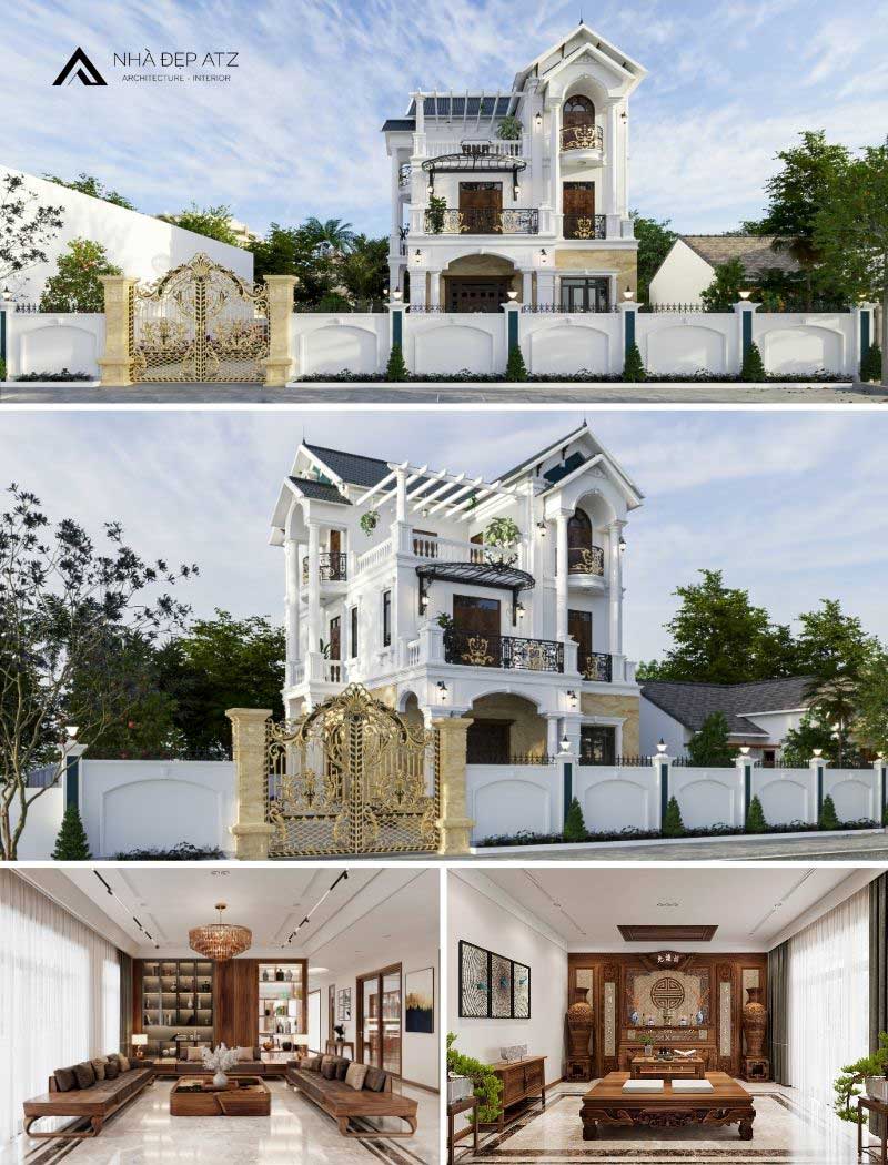 mẫu biệt thự cổ điển 3 tầng đẹp