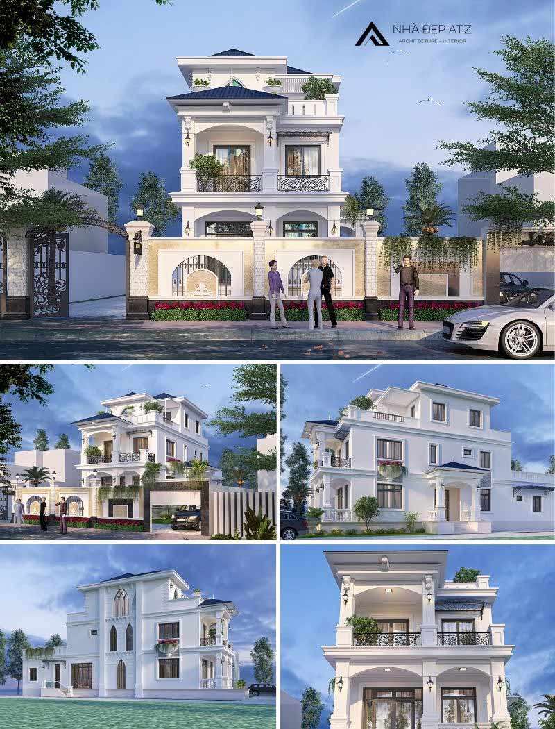 thiết kế biệt thự cổ điển 3 tầng