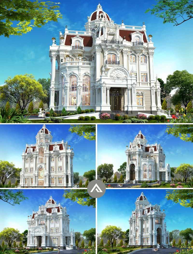 mẫu biệt thự lâu đài 3 tầng cổ điển