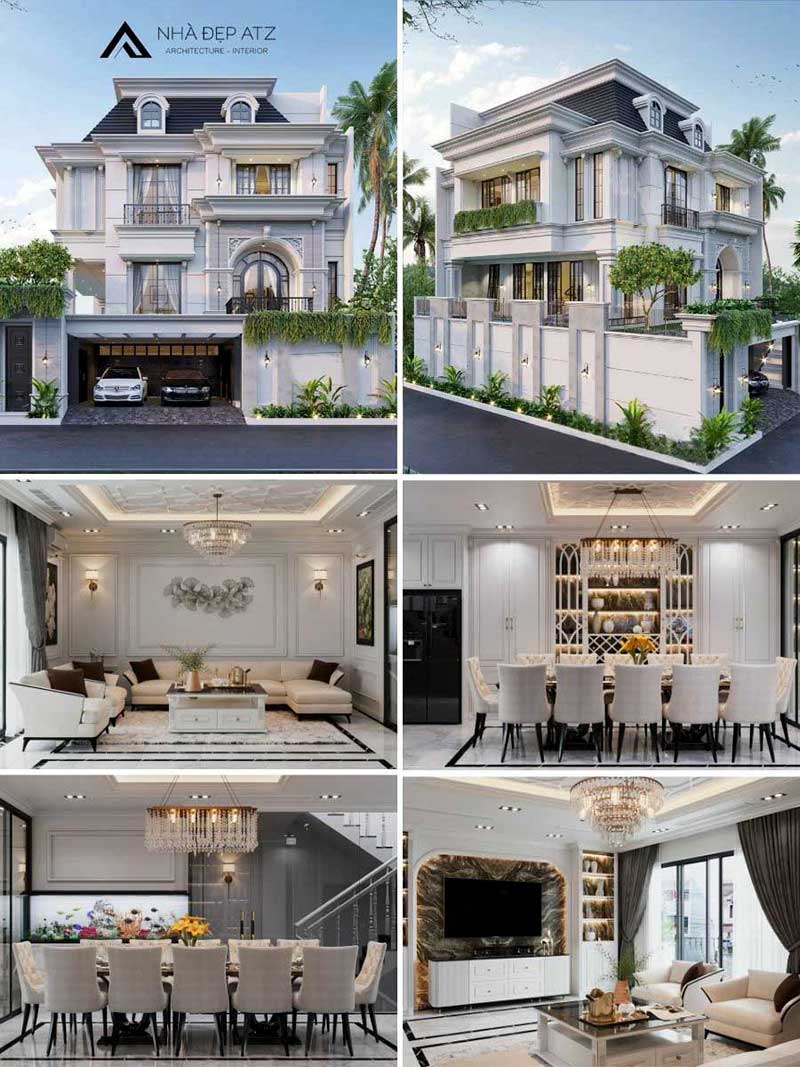Mẫu nhà biệt thự 2 tầng có gara