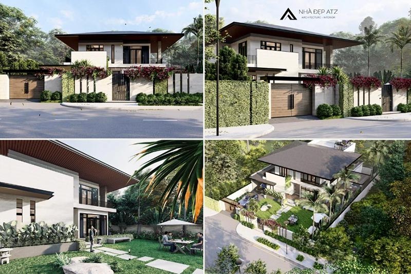 Mẫu nhà biệt thự 2 tầng có gara