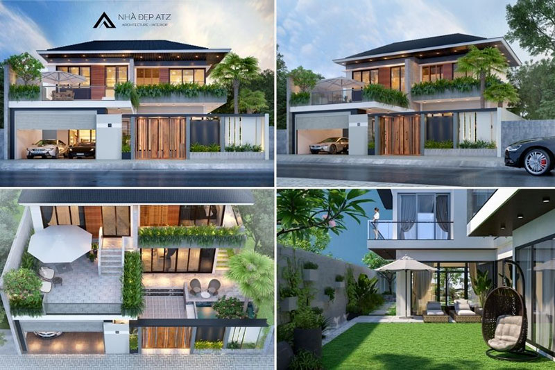 Mẫu biệt thự 2 tầng có gara