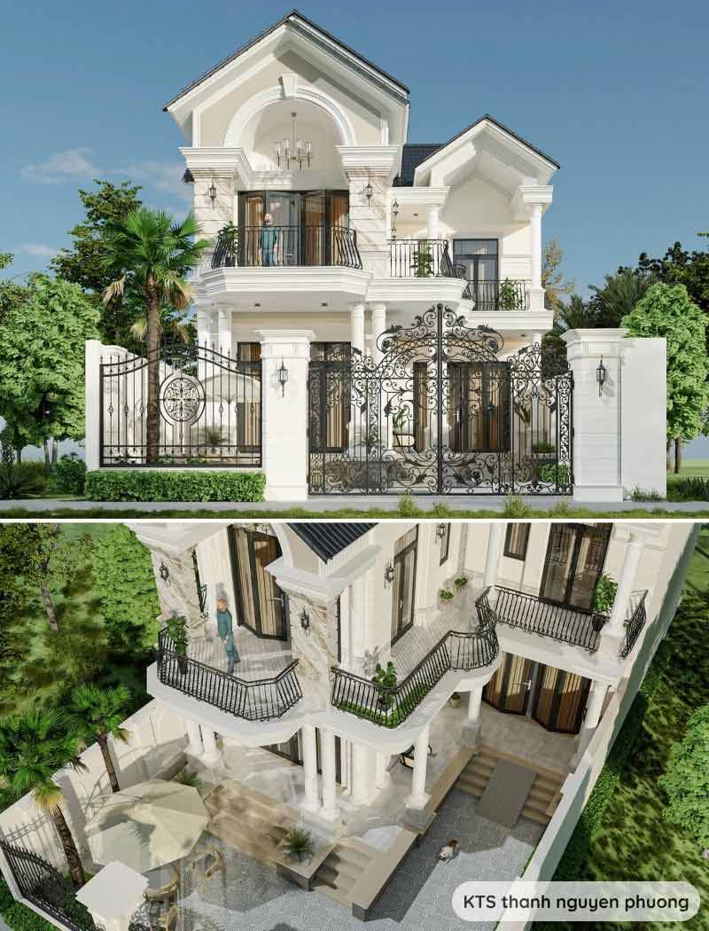 biệt thự 2 tầng kiểu châu âu