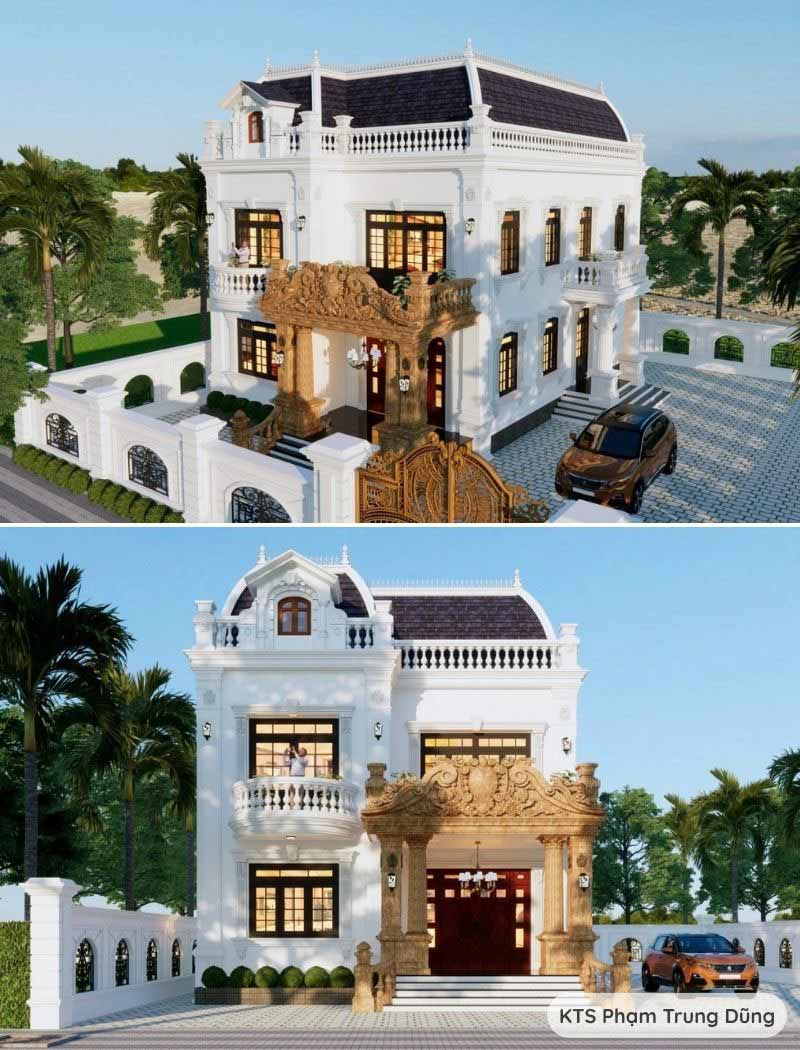 biệt thự 2 tầng kiểu châu âu