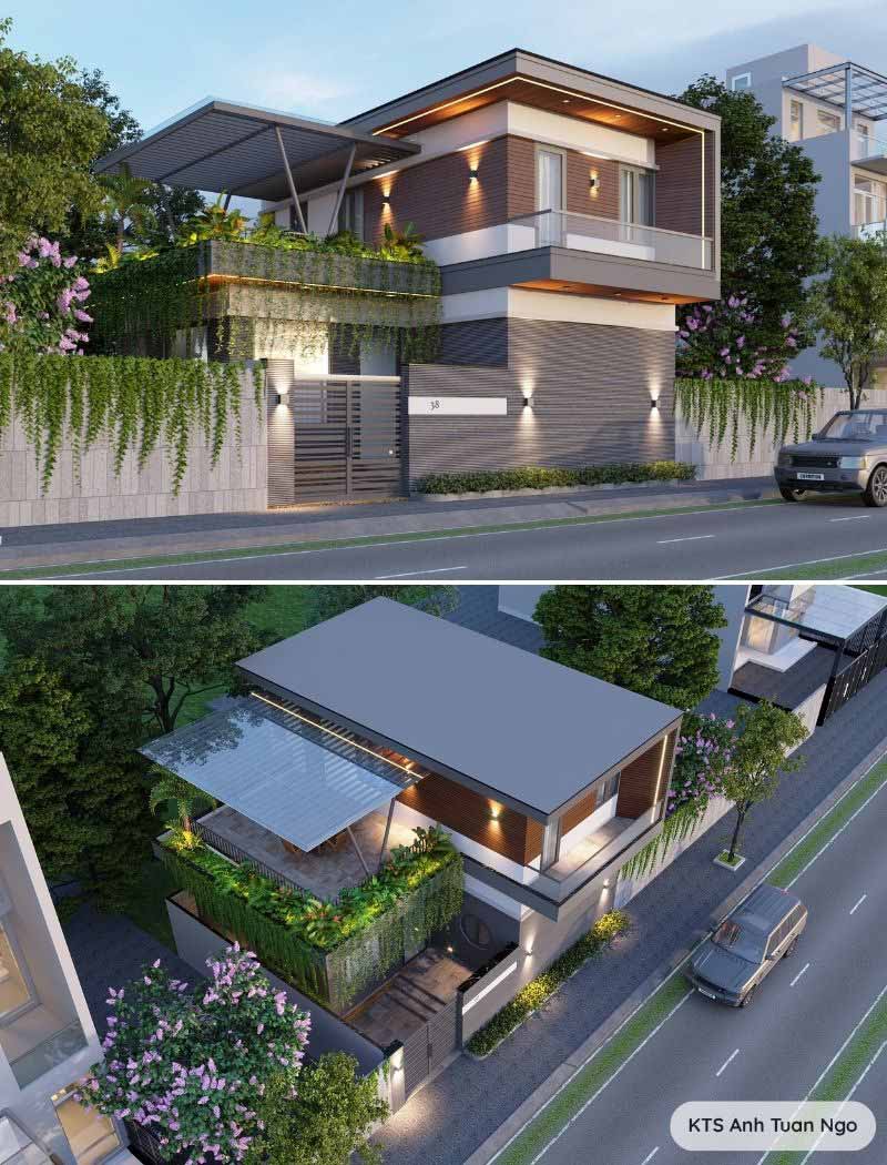 biệt thự mini 2 tầng hiện đại