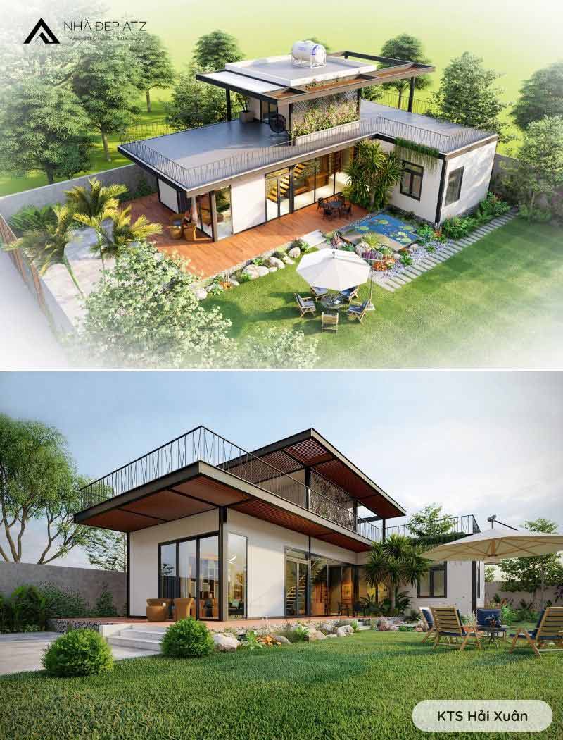 biệt thự chữ L 1 tầng