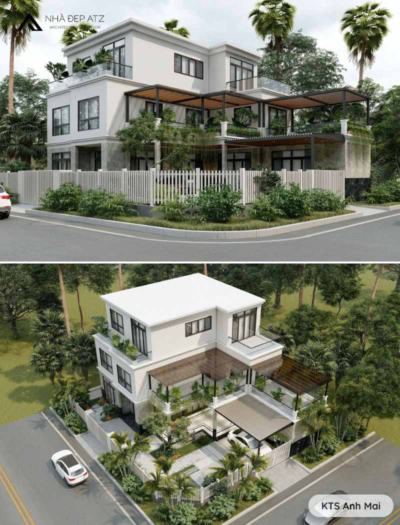 biệt thự chữ L hiện đại