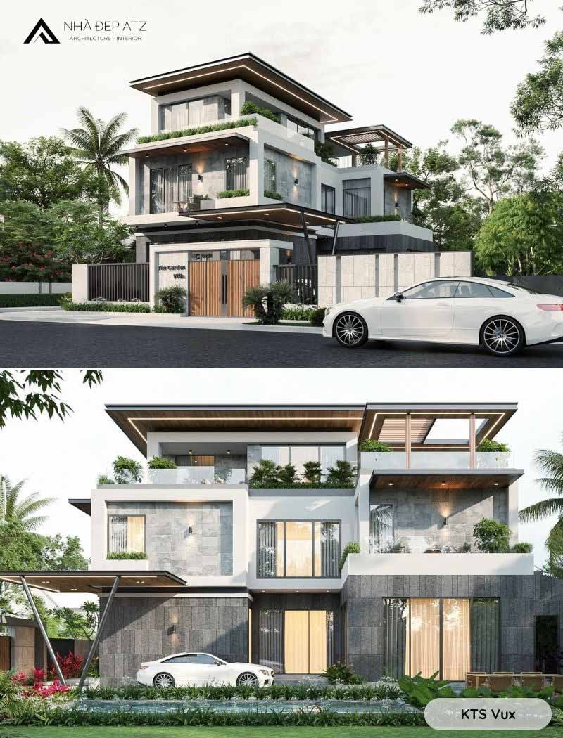 biệt thự chữ L hiện đại