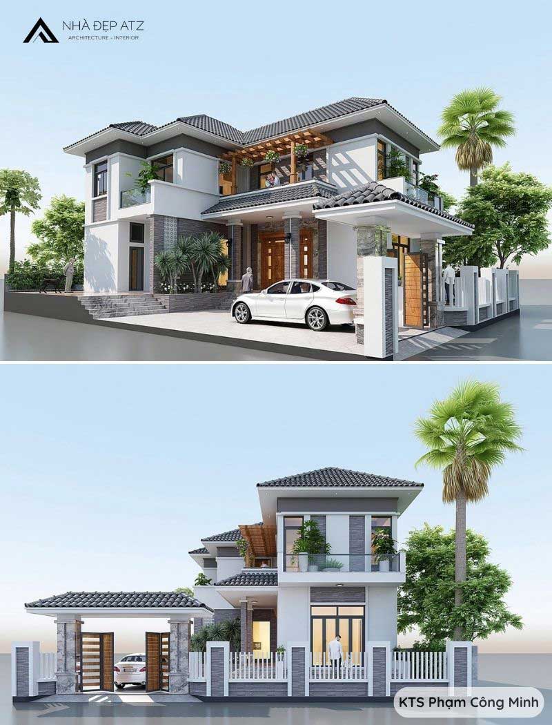 biệt thự chữ L hiện đại