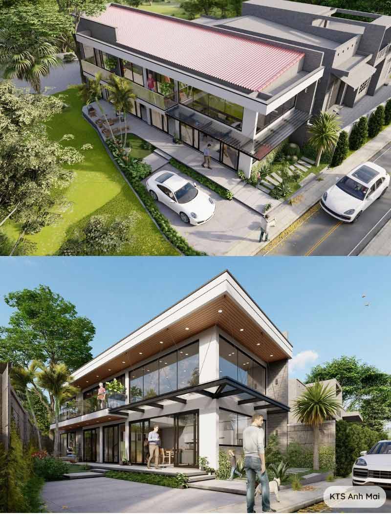biệt thự mini hiện đại 2 tầng