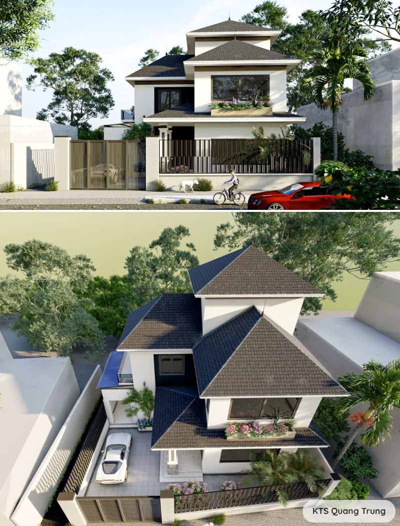 biệt thự mini hiện đại 2 tầng